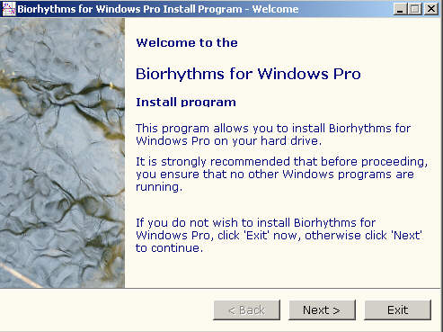 Installation program screen